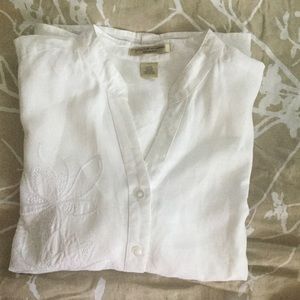 White embroidered linen blouse 2X